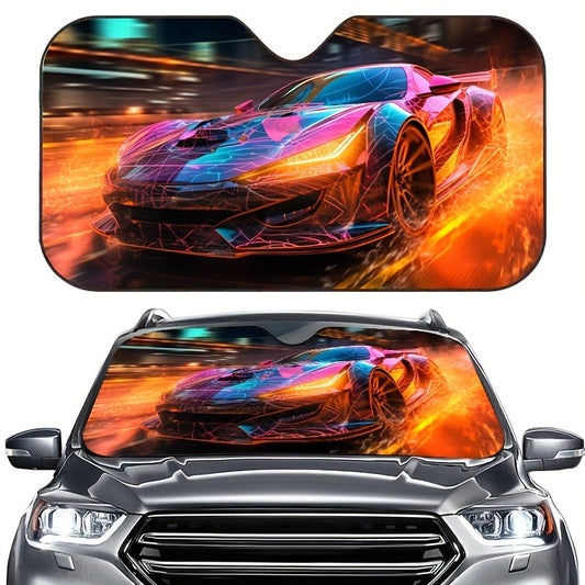 Keep your car cool on summer days with the Ultimate Protection Sunshade. This foldable sunshade offers superior insulation and UV blocking technology, providing up to 95% protection from the rays of the sun. The cool sports car pattern adds a stylish touch to your vehicle.