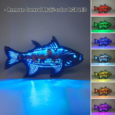 Fish Wooden Art Night Light: An Adorable Interior Decoration and Perfect Gift for Fishing Enthusiasts