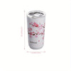 Cherry Blossom Pattern Tumbler - Anti-Slip 304 Stainless Steel Insulated Cup with Straw for Milk Tea, Coffee, and Water