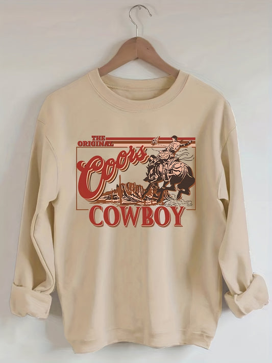 Stay warm and stylish in the Cowboy Print Pullover Women’s Sweatshirt. Featuring a casual crew neck and long sleeves, this comfortable sweatshirt is perfect for cool spring and fall days. The unique cowboy print adds a touch of personality to any wardrobe.