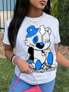 Bear Cartoon Print Crew Neck T-Shirt, Casual Short Sleeve T-Shirt For Spring & Summer, Women's Clothing