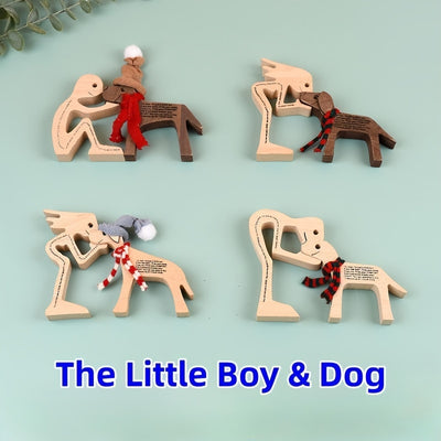 Charming Wooden Souvenir Decorations: Deepening the Bond of Pet Friendship with the Little Boy Dog's Deep Love Crosseye Series - Creative Home and Office Desktop Décor