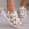 Cow Pattern Printed Canvas Slip-On Shoes for Women - Lightweight and Comfortable Outdoor Footwear