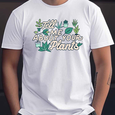 Plants Letter Print: A Stylish and Casual Summer Basic T-Shirt for Men