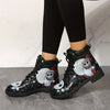 Wickedly Chic: Women's Ghost Face Printed Combat Boots for Halloween