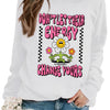 Blossoming Beauty: Letter Flower Print Pullover Sweatshirt for Women's Spring-Fall Wardrobe