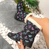 Stylish and Cozy: Women's Fashion Butterfly Pattern Snow Boots with Plush Lining and Warm Platform