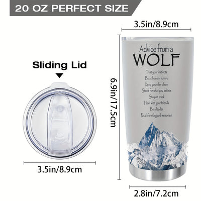 20oz Wild Spirit Stainless Steel Wolf Cup - Double-Wall Vacuum Insulated Tumbler for Travel, Perfect Gift for Loved Ones