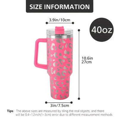 40oz Leopard Steel Water Bottle, Leakproof, Insulated, and Perfect for Outdoor Activities - The Perfect Gift for Any Occasion!