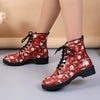 Festive and Fun: Women's Christmas Cartoon Print Ankle Boots - Get into the Holiday Spirit with These All-Match Outdoor Boots!