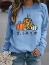 Pumpkin and It's Fall Y'all Print Sweatshirt, Casual Long Sleeve Crew Neck Sweatshirt, Women's Clothing