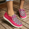 Playful Prints: Women's Cartoon-Printed Flat Loafers - Colorblock Lace-Up Slip-On Shoes for Fashionable Footwear