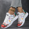 Cute and Comfy: Women's Cartoon Print Casual Sneakers - Perfect for Lightweight Running and Christmas Cheer