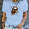 Halloween Bat Graphic and Lips Print Casual Sports T-Shirt - Perfect Women's Summer Tops!