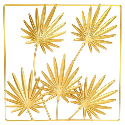 Golden Metal Art Flower Leaves Ornament: Stunning Wall Art Decor for Elegant Home Décor