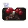 Frightful Clown Print Foldable Car Sun Shade: Keep Your Car Cool and Protected with this Unique UV Sun Visor!