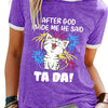 Cute and Casual: CAT LETTER PRINT Crew Neck T-Shirt - Must-Have Women's Top for Spring & Summer