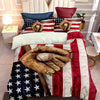 Home Run in Style: Baseball American Flag Print Duvet Cover Set for Ultimate Comfort and Patriotism(1*Duvet Cover + 2*Pillowcases, Without Core)