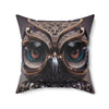 Owl Lover Pillow Cover, Crystal Owl Pillow Cover, Metallic Shiny Owl Lover, Animal Lover, Spun Polyester Square Pillow