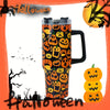 40oz Halloween with Scary Pumpkin Tumbler, Straw & Handle - Perfect for Car, Home & Office Use - Birthday Gift Idea!