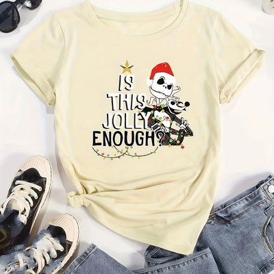 Christmas Skeleton: Festive and Stylish Short Sleeve T-Shirt for Women