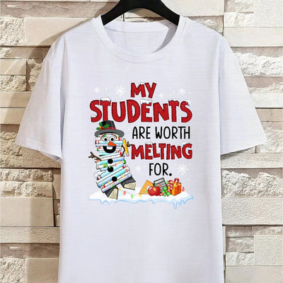 Melting Worth: Casual and Trendy Graphic Print Tees for Plus Size Men - Perfect Summer Oversized Loose Tees and Teachers Day Gift