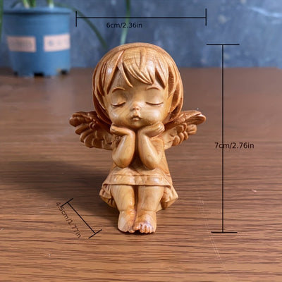 Cliff Plate Wood Carving Little Angel Baby Ornament: Adorable Cartoon Girl Decoration and Birthday Gift