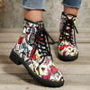 Graffiti-Print Platform Boots: Bold and Versatile Women's Lace-up Ankle Boots