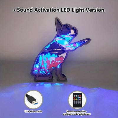 Quirky and Cute: French Bulldog Wooden Art Night Light - A Delightful Table Decor for Dog Lovers