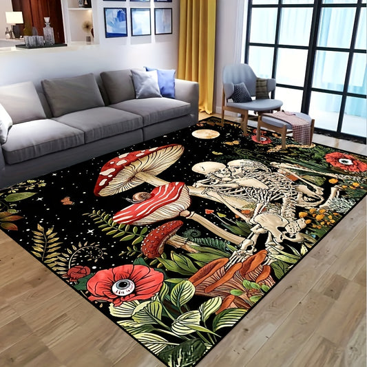 This Fantasy Mushroom Print Rug is an ideal combination of romance and spookiness, adding a unique touch to any home décor collection. Its luxurious and distinctive design provides a comfortable texture to any room. Ideal for urban spaces, this rug is a perfect choice to add a stylish and artistic finish.