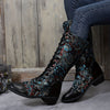 Step into Style with Women's Floral Pattern Trendy Boots: Comfy Platform, Lace-Up, and Side Zipper - Perfect for Winter!