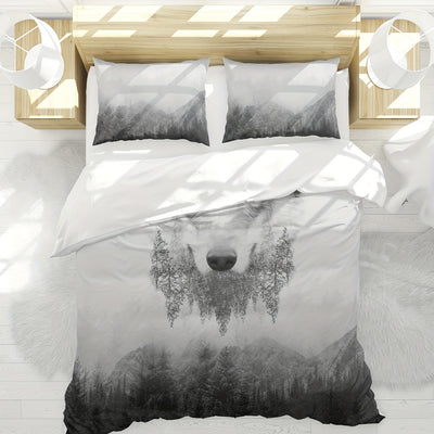 Wolf-themed Duvet Cover Set: A Howling Addition to Your Bedroom - Includes 1 Duvet Cover and 2 Pillowcases (No Core)