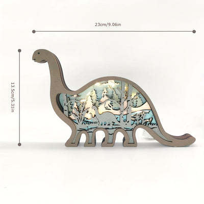 Artistic Woodcarving Dinosaur: Elegant Multi-layered Ornament for Creative Home Decor