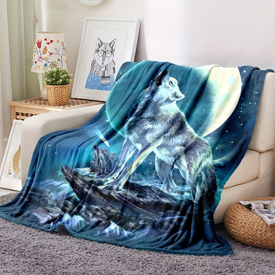 Wolf Dream Print Flannel Blanket: Cozy All-season Bedding for Sofa, Bed, and Travel