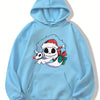 Festive Fun: Christmas Cartoon Pattern Hoodie - Women's Casual Drawstring Hooded Sweatshirt for Winter/Fall