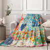 Colorful Floral Flannel Blanket: Cozy and Stylish Throw for Couch, Bed, Sofa, Camping, and Travelling
