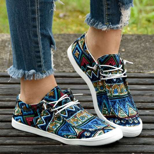 Stylish Ethnic Pattern Canvas Shoes for Women - Comfortable and Non-Slip Casual Walking Shoes