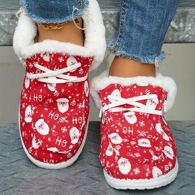 Winter Wonder: Women's Santa Claus Pattern Canvas Shoes - Stylish & Cozy Holiday Footwear