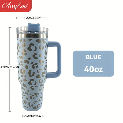 40oz Cow Series Print Stainless Steel Insulated Water Bottle - Tumbler With Handle, Straw & Lid - Perfect Birthday Gift & Home Kitchen Item!