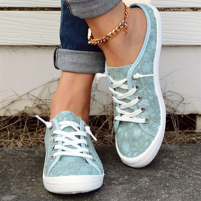 Women's Blue Floral Canvas Shoes - Comfortable and Stylish Outdoor Shoes