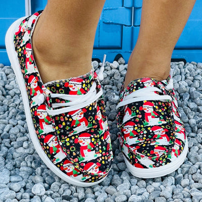 Festive and Fun: Women's Cartoon Snowman Pattern Loafers for a Stylish Christmas Look