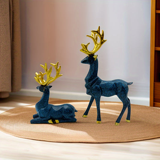 Experience good luck and prosperity with our Auspicious Deer Ornaments. Beautifully crafted from resin, this Elk Set is perfect for festive home decoration or as a thoughtful gift. Each piece has intricate details and adds a touch of charm to any space. Spread joy and blessings with our Auspicious Deer Ornaments.