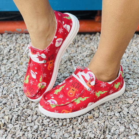 Stay stylish and comfortable this season in these festive low-top canvas shoes! The Womens Fashion Christmas Pattern Sneakers feature a comfortable fit and casual design combined with a fun holiday pattern. Ideal for outdoor activity, the shoes are lightweight and breathable, perfect for any occasion.
