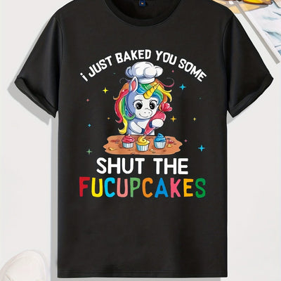 Unicorn Cartoon Graphic Novelty Men's Casual T-Shirts, Round Neck Tees Top Summer Clothes