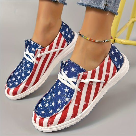 These USA Flag pattern women's canvas shoes are designed to offer superior comfort and style. The firm cushioning and low top lace up design provide long-lasting support while the fashion-forward styling is perfect for everyday wear. A great choice for those looking for a comfortable, stylish sneaker.