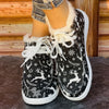 Warm and Whimsical: Women's Cartoon Print Fluffy Shoes - Lace-Up, Soft Sole Flats for Cozy Christmas Comfort