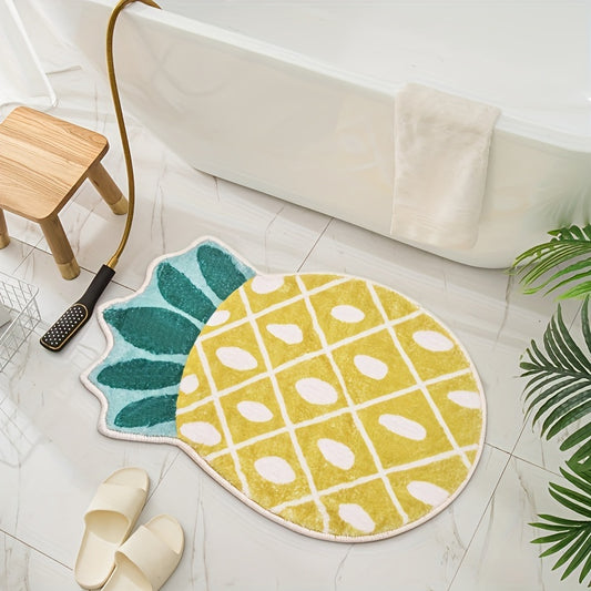 Our Whimsical Pineapple Paradise Rug is perfect for any home. Crafted from a luxuriously soft polyester blend, the rug features a non-slip backing for safety and comfort. Its playful design will delight your guests and make your bathroom a tropical paradise.