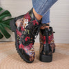 Fearlessly Fashionable: Women's Skull Floral Print Ankle Boots - The Ultimate Halloween Statement