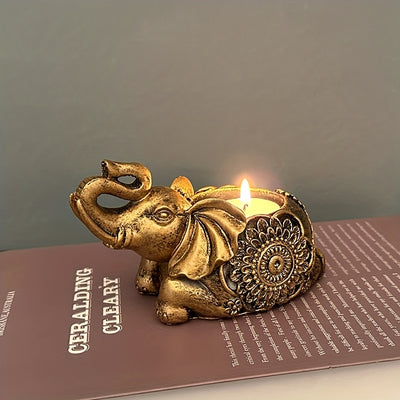 Copper-Color Resin Elephant Candle Holder: Vintage-Inspired Ornament for Candles