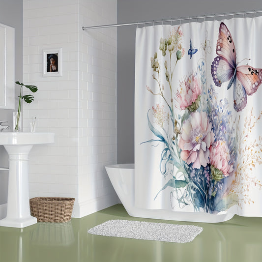 Watercolor Purple Butterfly Shower Curtain: Affordable and Waterproof Bathroom Decor